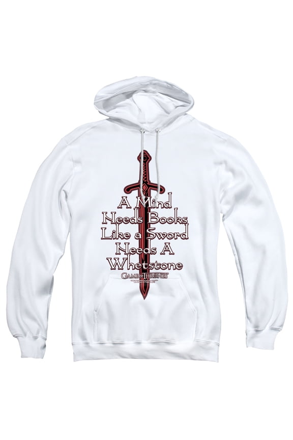 Game of Thrones The Mind Needs Books Unisex Adult Pull-Over Hoodie,White, Large