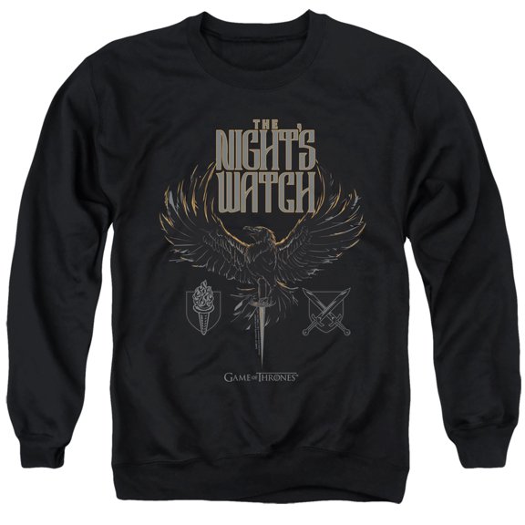 Game of Thrones The Nights Watch Unisex Adult Crewneck Sweatshirt,Black, X-Large