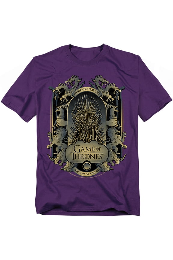 Game of Thrones Throne and Sigils Unisex Adult T-Shirt, Purple, 3X-Large