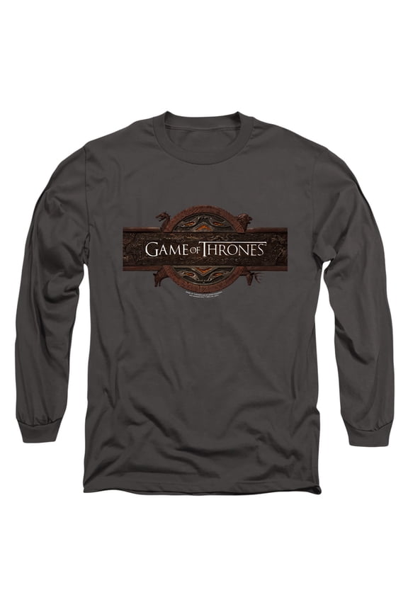 Game of Thrones Title Sequence Logo Unisex Adult Long-Sleeve T Shirt,Charcoal, Medium