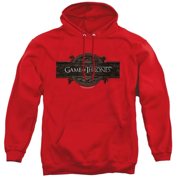 Game of Thrones Title Sequence Logo Unisex Adult Pull-Over Hoodie,Red, 2X-Large