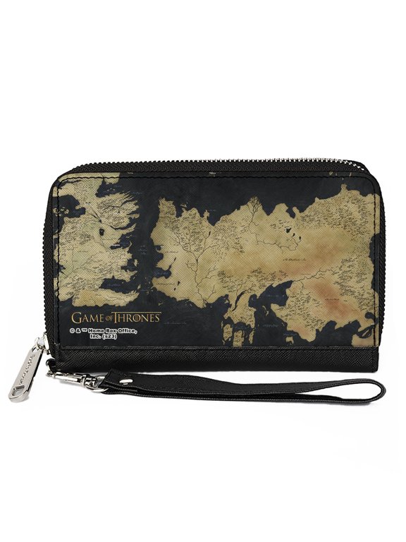 Game of Thrones Wallet, Zip Around, GAME OF THRONES World Map Westeros and Essos Grays/Tans, Vegan Leather