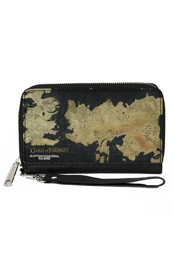 Game of Thrones Wallet, Zip Around, GAME OF THRONES World Map Westeros and Essos Grays/Tans, Vegan Leather