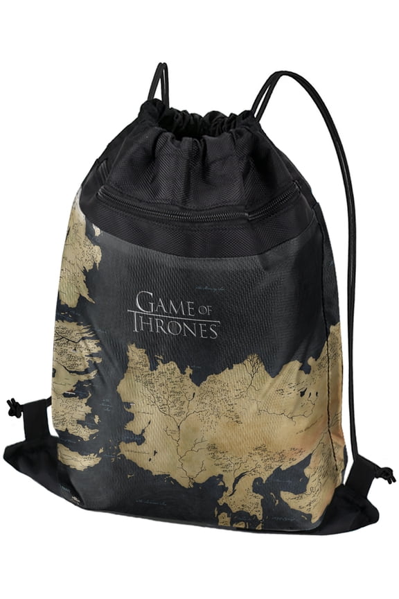 Game of Thrones Westeros Map Drawstring Backpack Sports Bag Sackpack 17" x 13", Perfect for Gym, Yoga or Practice