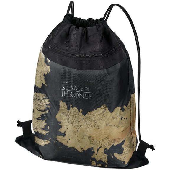 Game of Thrones Westeros Map Drawstring Backpack Sports Bag Sackpack 17" x 13", Perfect for Gym, Yoga or Practice