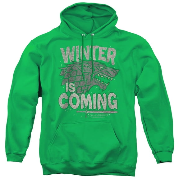 Game of Thrones Winter Is Coming Unisex Adult Pull-Over Hoodie,Kelly Green, Medium