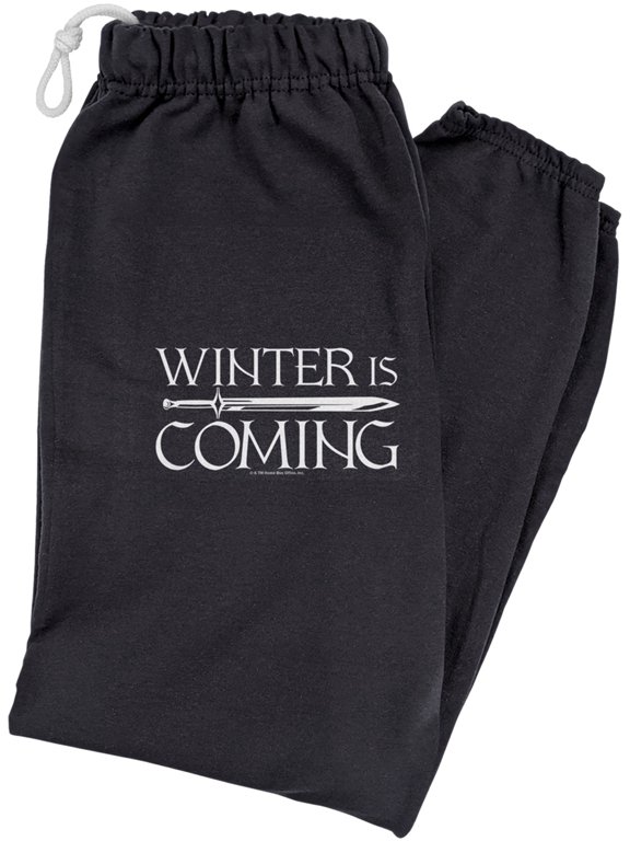 Game of Thrones Winter Is Coming Unisex Jogger Sweatpants for Men and Women, Black, X-Large