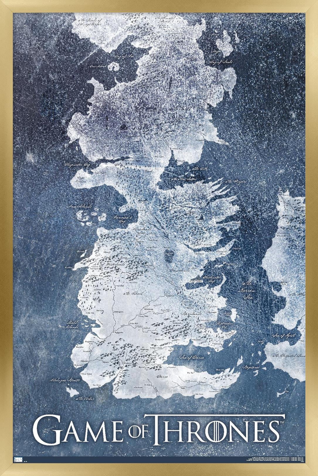Game of Thrones - Winter Map Wall Poster, 14.725" x 22.375" Framed