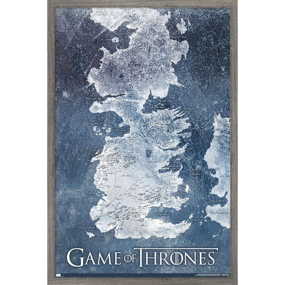 Game of Thrones - Winter Map Wall Poster, 14.725" x 22.375" Framed