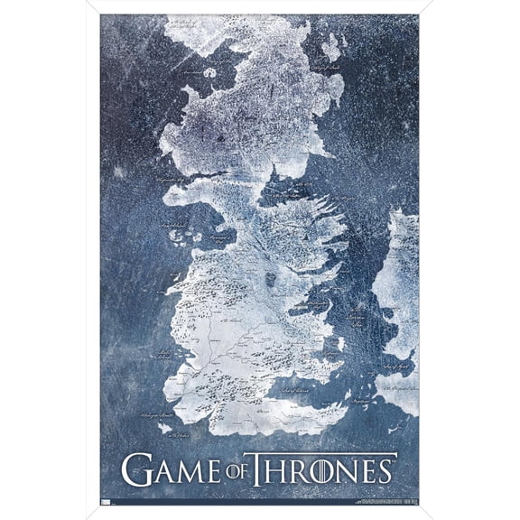Game of Thrones - Winter Map Wall Poster, 22.375" x 34" Framed