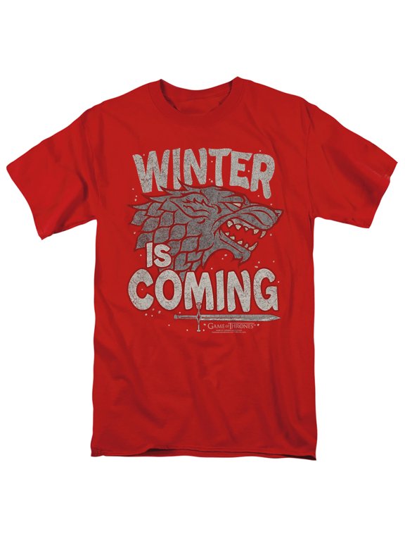 Game of Thrones Winter is Coming Unisex Adult T-Shirt, Red, Large