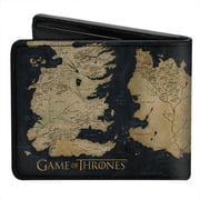 Game of Thrones Wallet, Bifold, Game of Thrones World Map Westeros and Essos Grays Tan, Vegan Leather