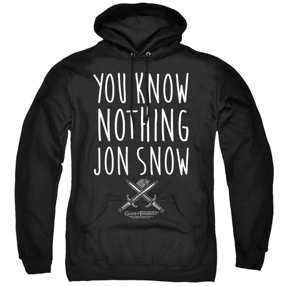 Game of Thrones You Know Nothing Jon Snow Unisex Adult Pull-Over Hoodie, You Know Nothing Jon Snow, Large