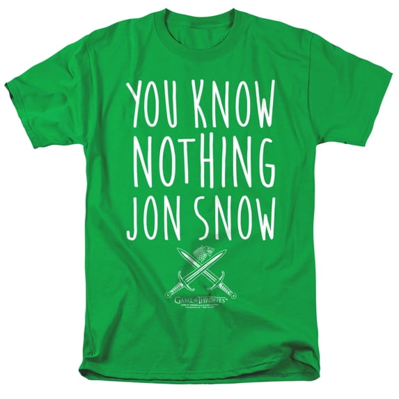 Game of Thrones You Know Nothing Jon Snow Unisex Adult T-Shirt, Kelly Green, Large