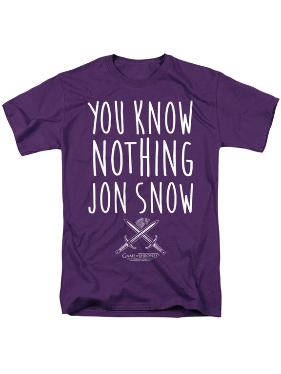 Game of Thrones You Know Nothing Jon Snow Unisex Adult T-Shirt, Purple, Large