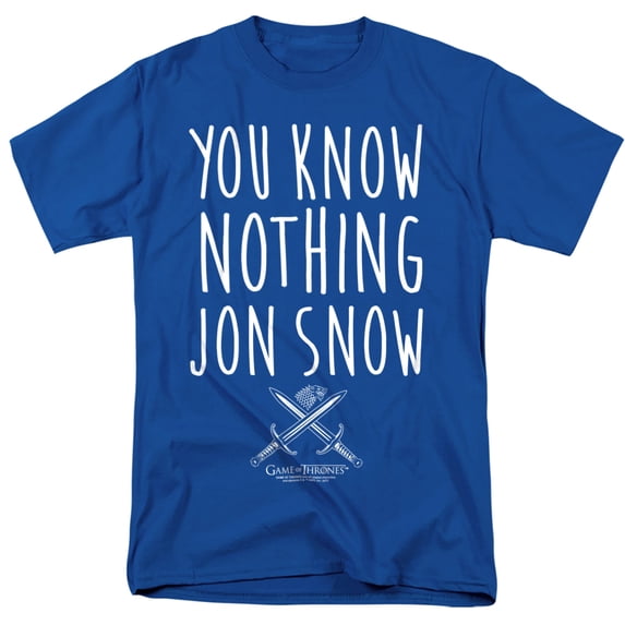 Game of Thrones You Know Nothing Jon Snow Unisex Adult T-Shirt, Royal, X-Large