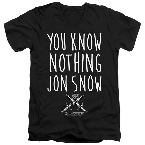 Game of Thrones You Know Nothing Jon Snow Unisex Adult V-Neck T Shirt,You Know Nothing Jon Snow, Medium