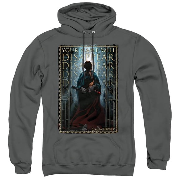 Game of Thrones Your Name Will Disappear Unisex Adult Pull-Over Hoodie,Charcoal, X-Large