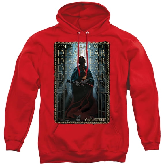 Game of Thrones Your Name Will Disappear Unisex Adult Pull-Over Hoodie,Red, 2X-Large