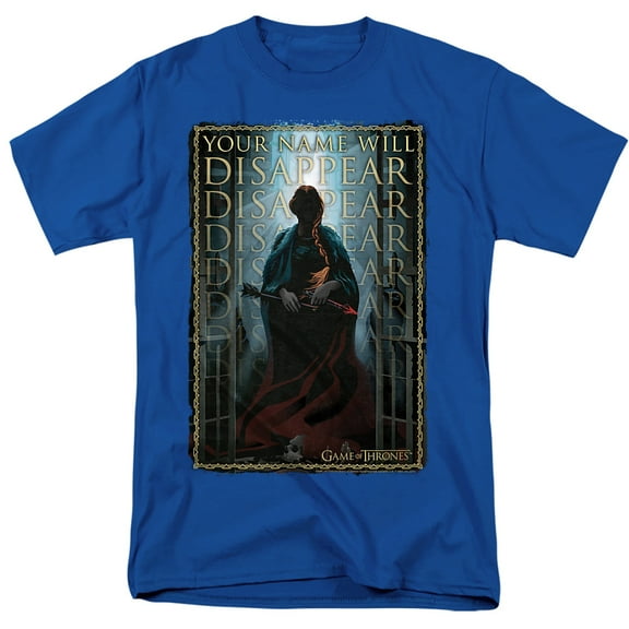 Game of Thrones Your Name Will Disappear Unisex Adult T-Shirt, Royal, 3X-Large