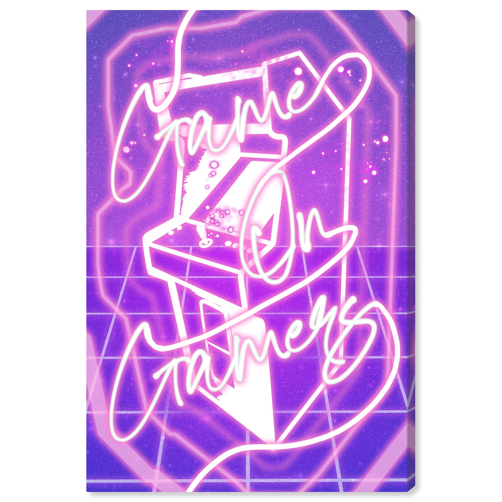 Game On Neon Purple Canvas Gamer Art Print
