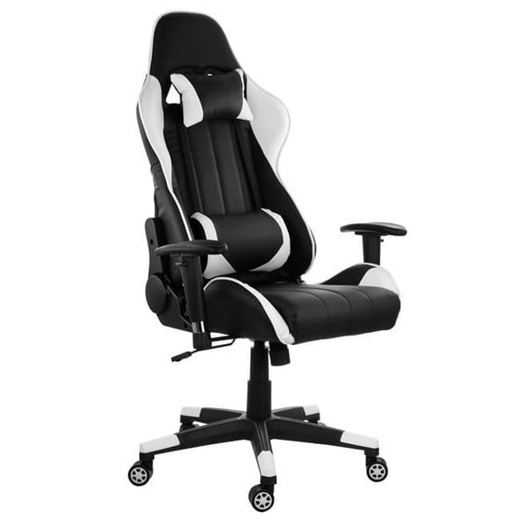 GameFitz Gaming Chair Black & White Trim - 42 lbs