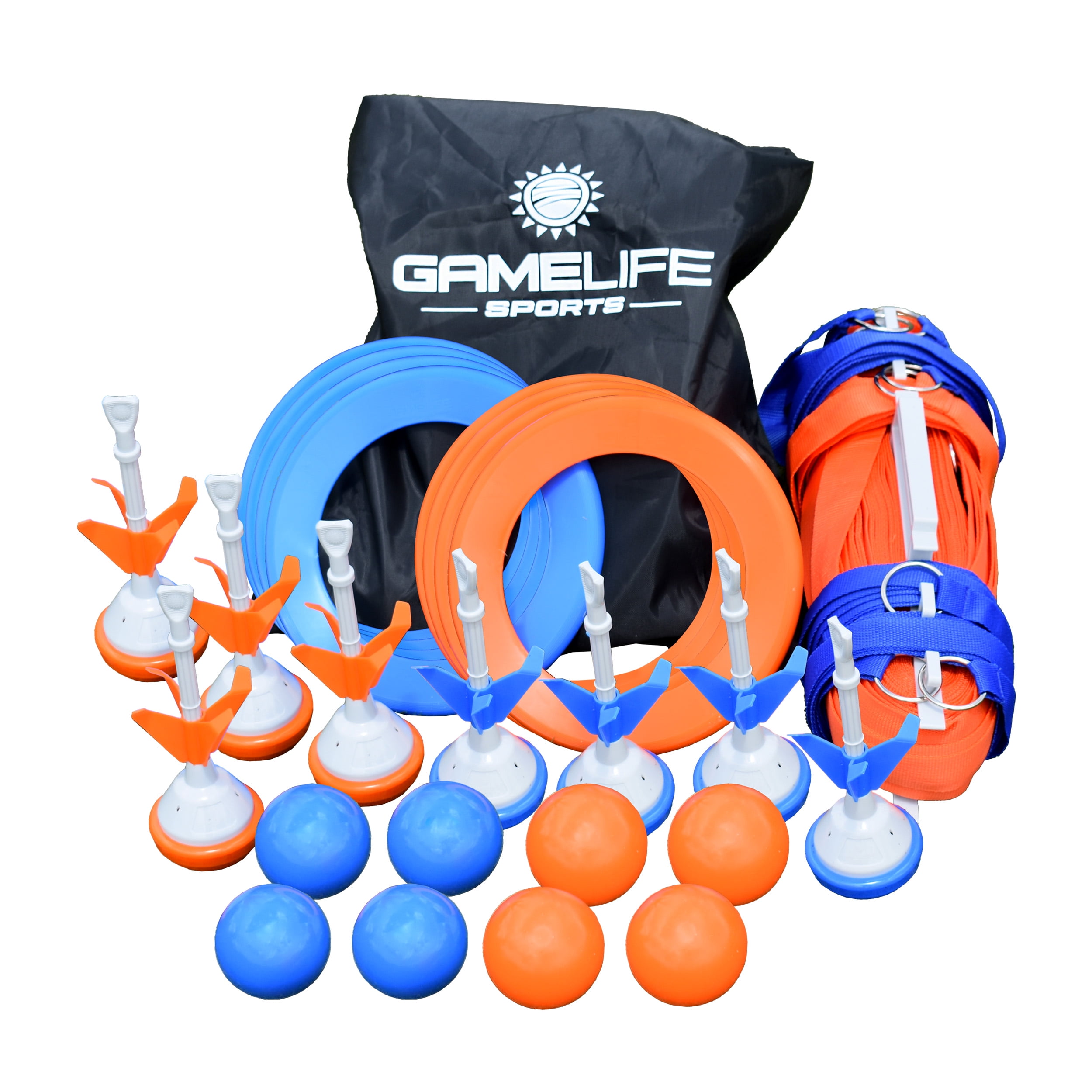 GameLife Sports Blue and Orange Outdoor Yard Game Set with Nylon Court