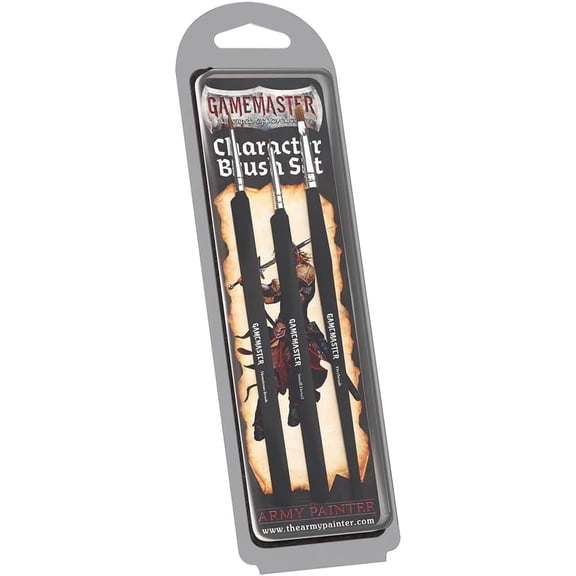 GameMaster Character Brush Set, 3 brushes | 1 detail brush, 1 for monsters and 1 drybrush, set for Warhammer 40k and DnD miniatures