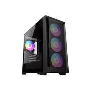 علبة كمبيوتر GameMax Defender MB Micro-ATX مع معجبي ARGB، أسود