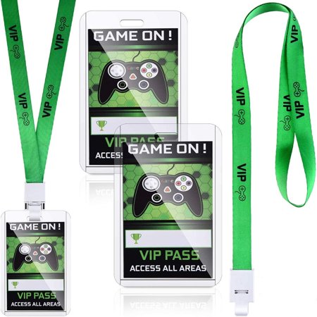 GameVIP Pass Party Pack - 16-Piece Gamer Party Favors Set with VIP Holder Tickets & Lanyards. Level up your Game Themed Birthday Party!