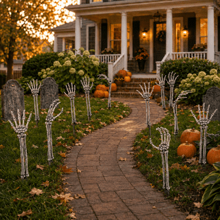 GameXcel 12 Pack Skeleton Hands Halloween Yard Decorations, 18 in Posable Skeleton Arms with Ground Stakes, Outdoor Graveyard Lawn Decor
