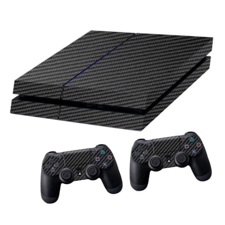 GameXcel Vinyl Decal Protective Skin Cover Sticker vinilo Calcomanía for Sony PS4 Console and 2 Dualshock Controllers - Carbon Black