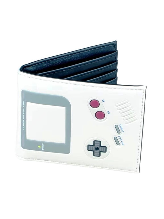 Gameboy Console Style White Background Bi-Fold Wallet