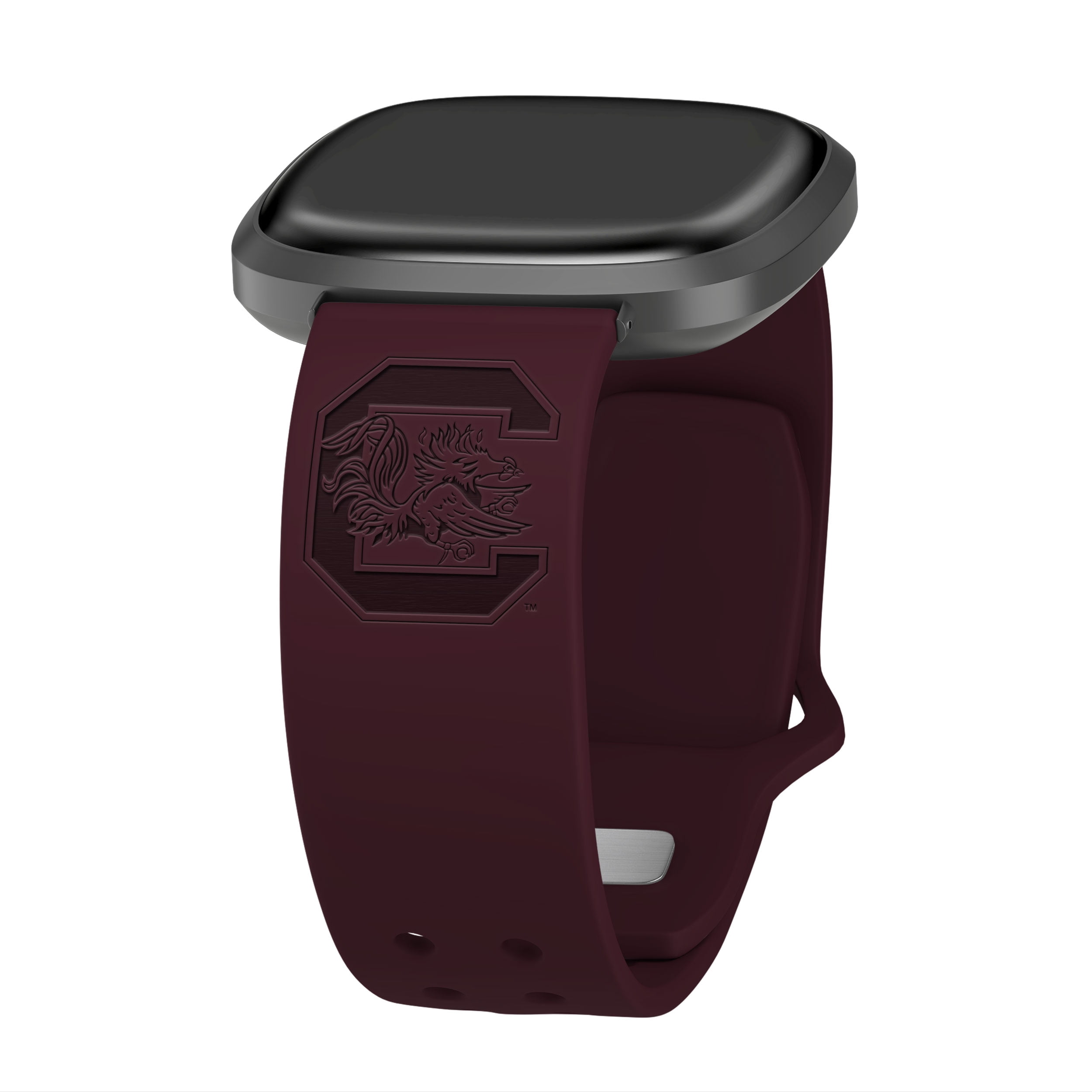 Gamecocks Engraved Silicone Unisex Watch Band for Fitbit Versa 3 and Sense (Maroon) by Affinity Bands