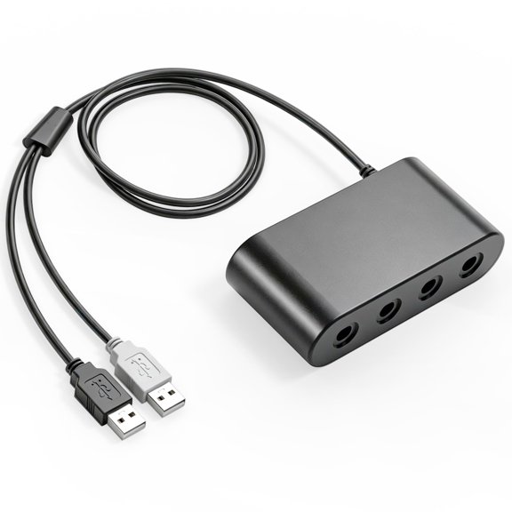 Gamecube Controller Adapter for Wii U, PC Windows, Nintendo Switch/OLED/Switch 2 Gamecube Converter, Support 4 Gamecube Controller to Play Supper Smash Bros with 3.3ft Long Cable
