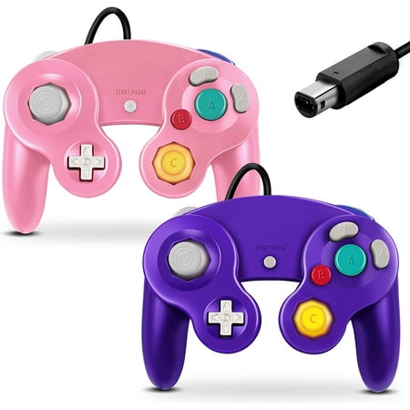 Gamecube Controller, Classic Wired Controller for Wii Nintendo Gamecube (Pink & Purple-2Pack)