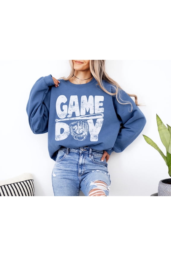 Gameday Baseball Crewneck Sweatshirt for Women, Baseball Mom Sweater, Baseball Game Shirt, Baseball Sweatshirt, Gameday Sweatshirt SWEATSHIRT All Size S-5XL