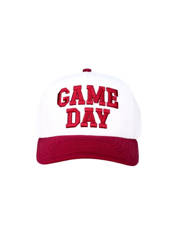 Gameday Hat Vintage Embroidered Football Season Hat Sports Fan Baseball Cap Retro Team Color Adjustable Hat for Game Day,Football Season Cap for Tailgate Parties and Stadium, Sport Fan Gear,Wine
