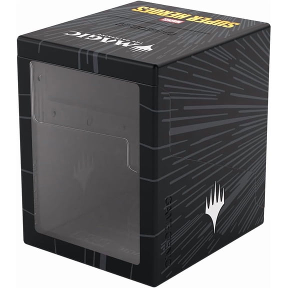 Gamegenic Magic: The Gathering Marvel Super Heroes Bastion 100+ XL Deck Box - Comic Burst Black Design, Commander Card Storage with Rear Display Window for 100+ Double-Sleeved Cards
