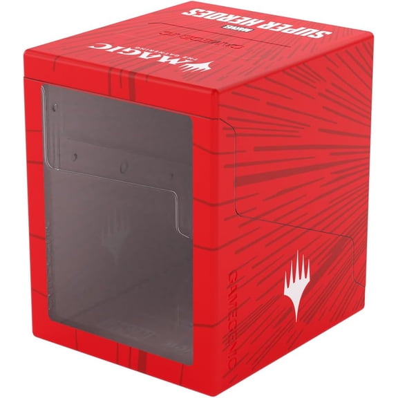 Gamegenic Magic: The Gathering Marvel Super Heroes Bastion 100+ XL Deck Box - Comic Burst Red Design, Commander Card Storage with Rear Display Window for 100+ Double-Sleeved Cards