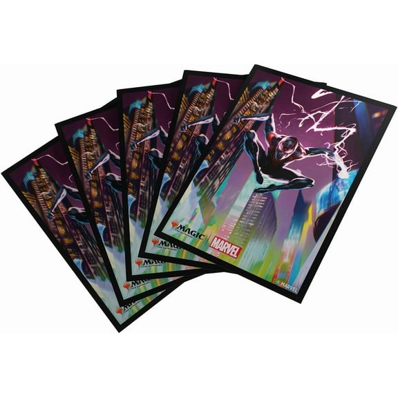 Gamegenic Magic: The Gathering Marvel's Spider-Man Premium Art Sleeves - Spider-Man Miles Morales - 105 Matte Textured Card Sleeves with Full-Color Artwork, Tournament-Ready & Plastic-Free Packaging