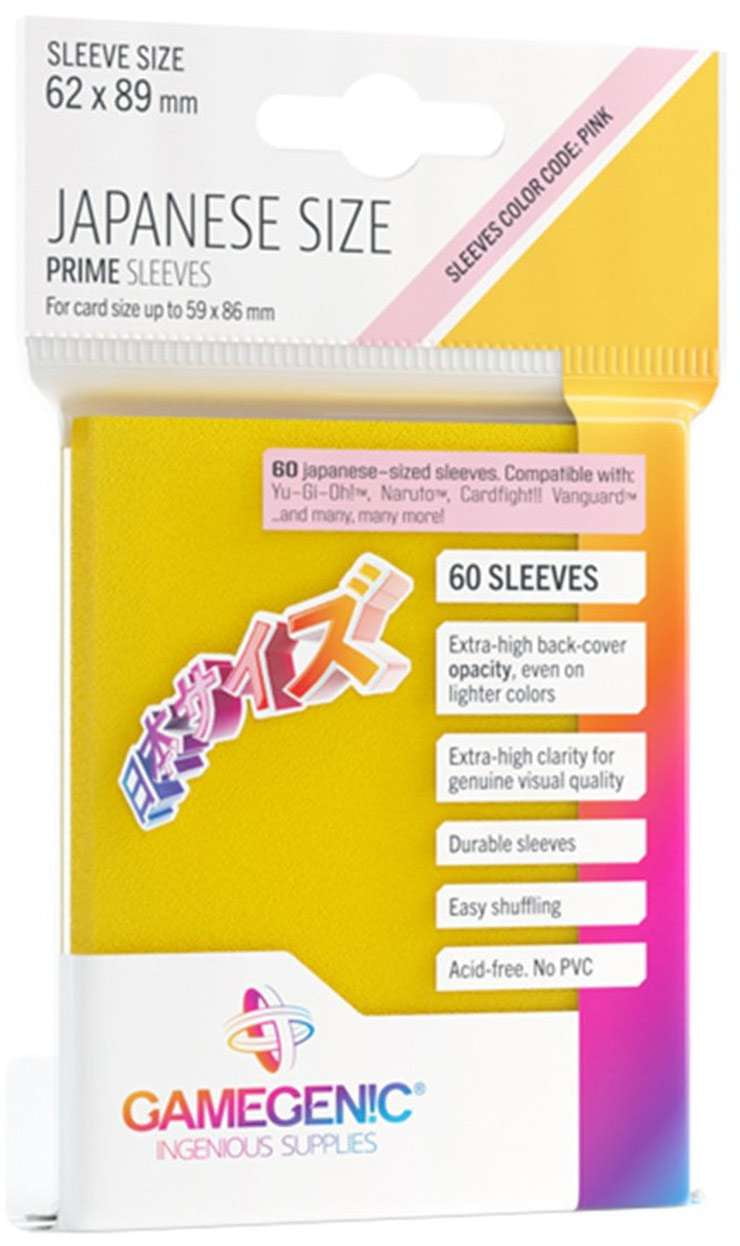 Gamegenic Prime Japanese Size Card Sleeves – Yellow 60CT – Smooth & Tough – for Cards Measuring Up to 59mm x 86mm - Compatible with Pokemon, Yugioh, and More! (GGS11122ML) Gamegenic Prime Japanese Size Card Sleeves – Yellow 60CT – Smooth & Tough – for Cards Measuring Up to 59mm x 86mm - Compatible with Pokemon, Yugioh, and More! (GGS11122ML)