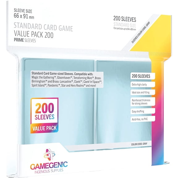 Clear Gamegenic Standard Size Card Sleeves 200ct Value Pack