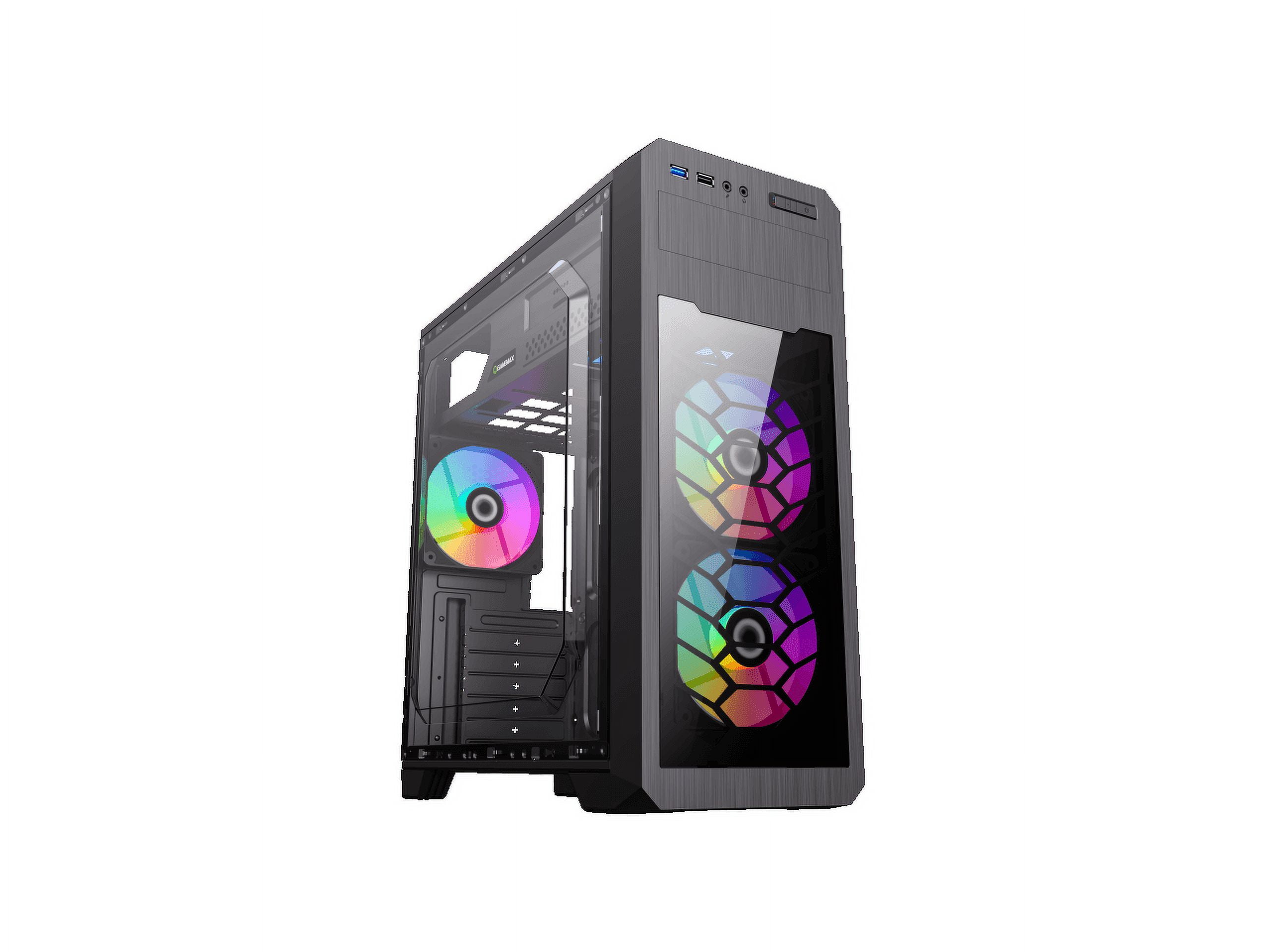 Gamemax Revolt Black USB3.0 Tempered Glass ATX Mid Tower Gaming Computer  Case w/Tempered Glass Panel and 4 x ARGB Dual Ring LED Fan (Pre-Installed)  