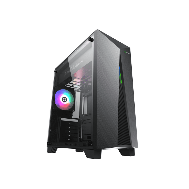 Gamemax Nova N6 Black USB3.0 Tempered Glass ATX Mid Tower Gaming Computer  Case w/ RGB Strip x Front and 1 x RGB Rainbow Fan x Rear (Pre-Installed) 