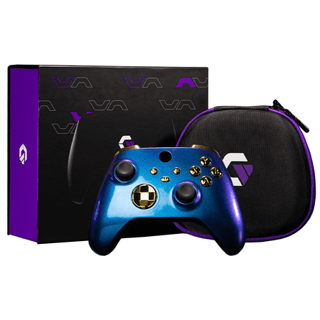 Gamenetics Custom Official Wireless Bluetooth Controller Compatible with Xbox Series X/S and Xbox One Console - Un-Modded - Video Gamepad Remote (Blue Purple Gold)