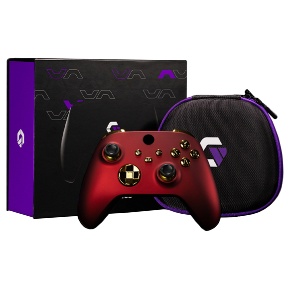 Gamenetics Custom Official Wireless Bluetooth Controller Compatible with Xbox Series X/S and Xbox One Console - Un-Modded - Video Gamepad Remote (Red Gold)