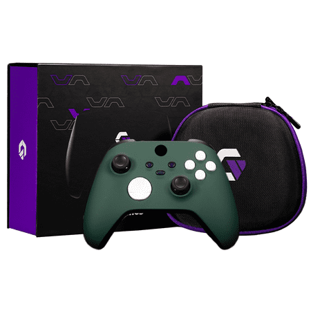 Gamenetics Custom Official Wireless Bluetooth Controller Compatible with Xbox Series X/S and Xbox One Console - Un-Modded - Video Gamepad Remote (Soft Touch Dark Green White Blue)