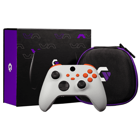 Gamenetics Custom Official Wireless Bluetooth Controller Compatible with Xbox Series X/S and Xbox One Console - Un-Modded - Video Gamepad Remote (Soft Touch White Orange)