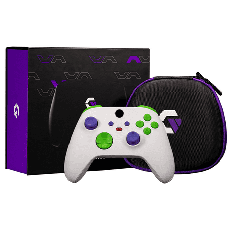 Gamenetics Custom Official Wireless Bluetooth Controller Compatible with Xbox Series X/S and Xbox One Console - Un-Modded - Video Gamepad Remote (White Green Purple Red)